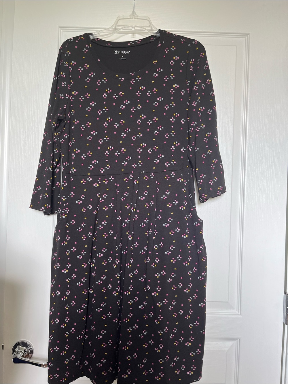 NorthStyle Black Floral Print Women's Knit Dress